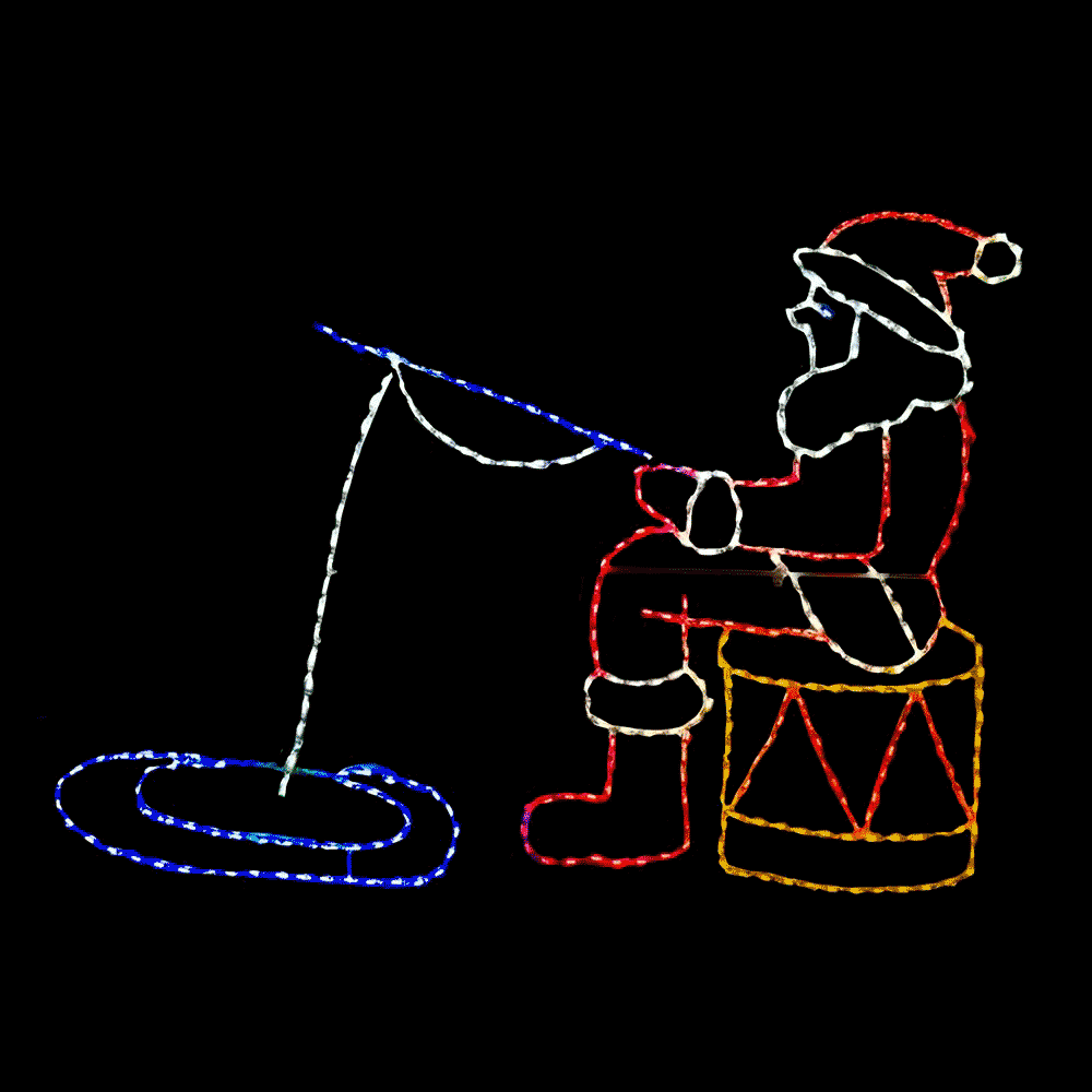 Animated LED Santa Fishing