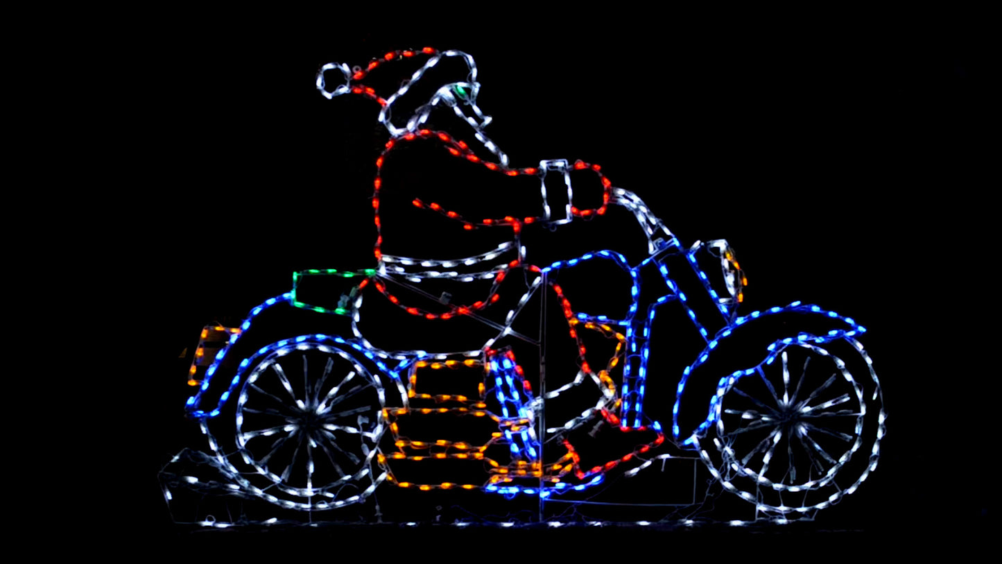LED Santa on Motorcycle outdoor lighted Christmas display