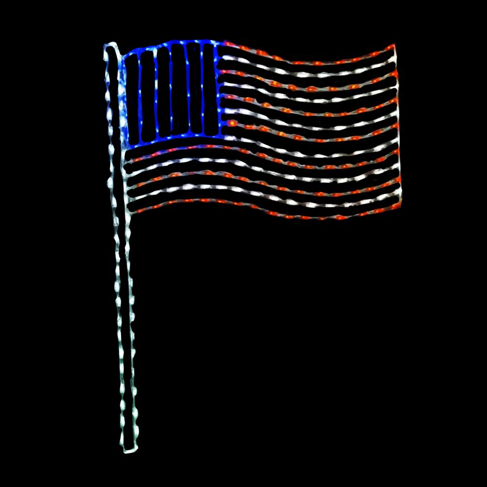 LED American Flag Pole