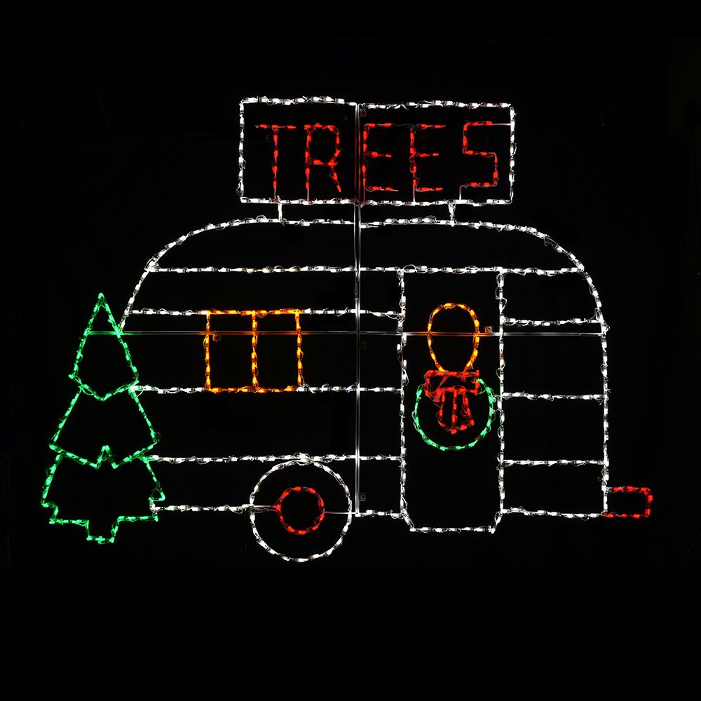 LED Camper Trailer at a Tree Lot