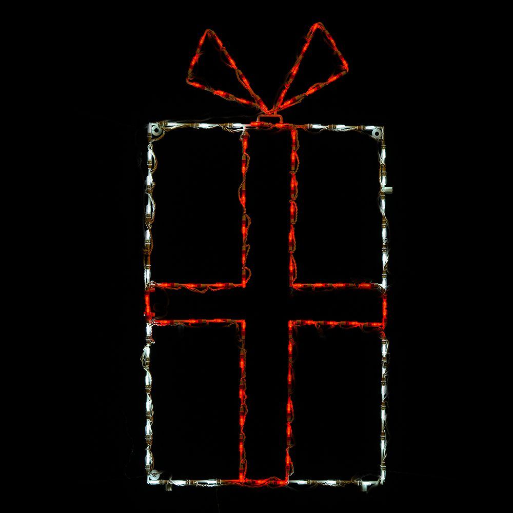 LED Gift Box Convertible White with Red Bow