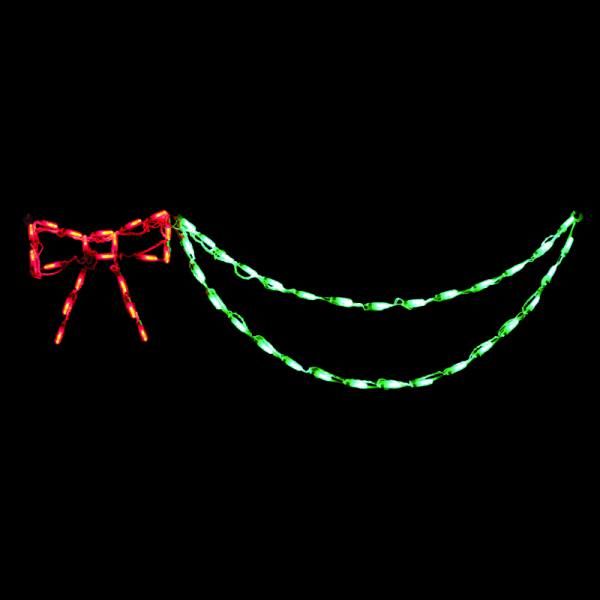 LED Garland and Bow Green Linkable for Christmas Display