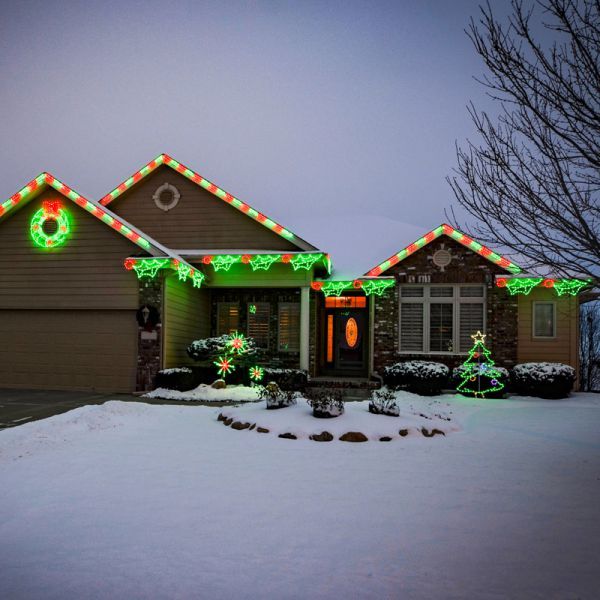 LED Peppermint Red and Green Linkable Christmas House Display