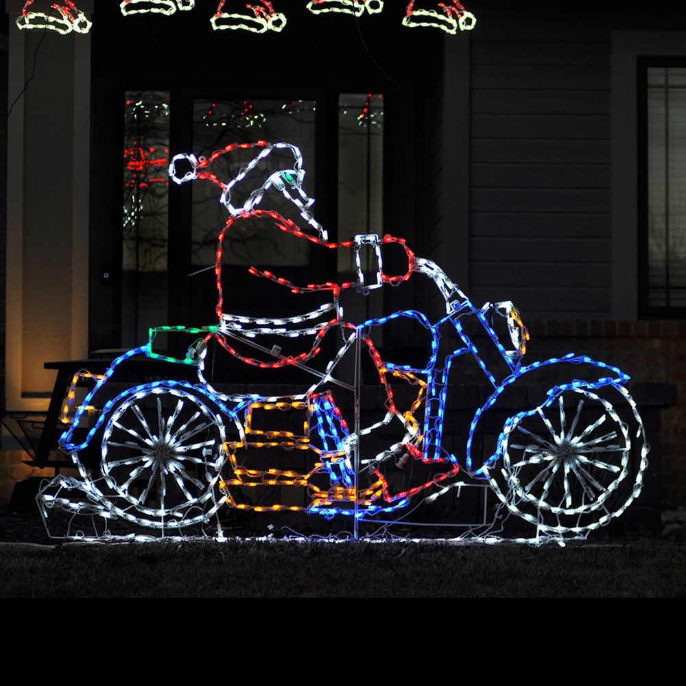 Animated LED Santa on Motorcycle