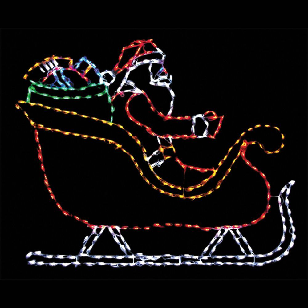 LED Santa in Sleigh outdoor lighted display motif