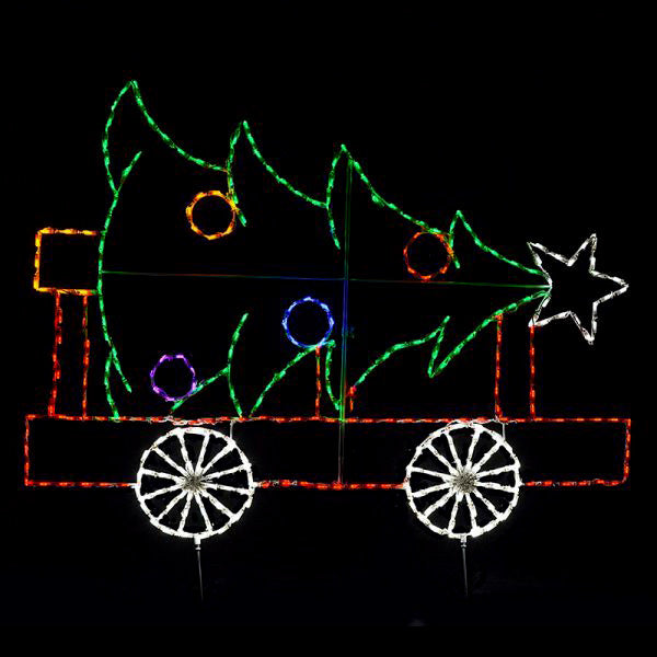 Animated LED Christmas Train Car with Tree