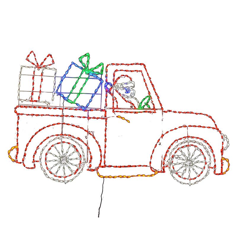 LED Santa in Truck with Cargo in Back