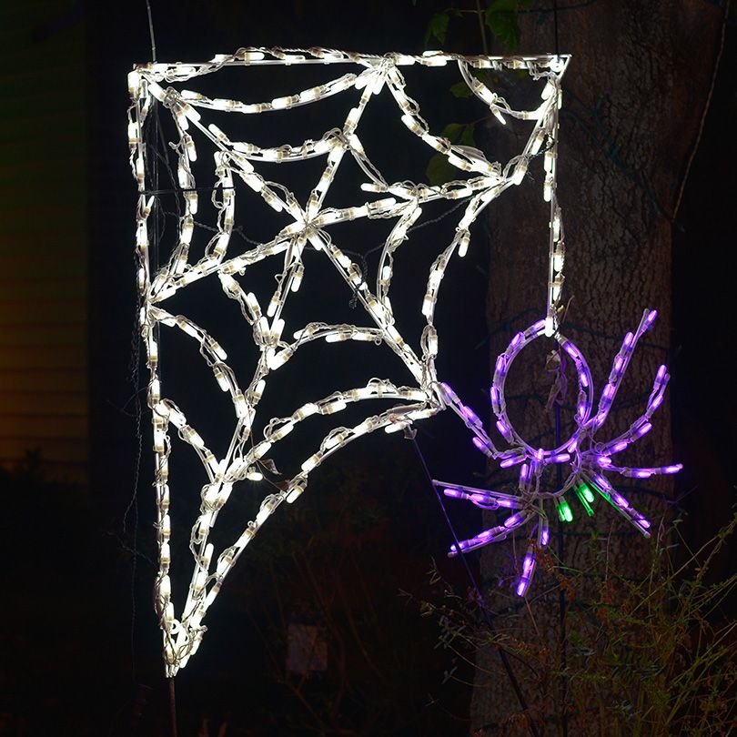 Led Rope Spider Web LED Spider with Corner Web – Holiday Lites Up
