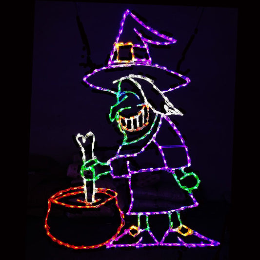 LED Witch Stirring Cauldron for Halloween Display